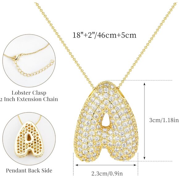 Luxurious Laser-Engraved Initial Necklace - Personalized Gift with 135 CZs - Picture 6 of 7